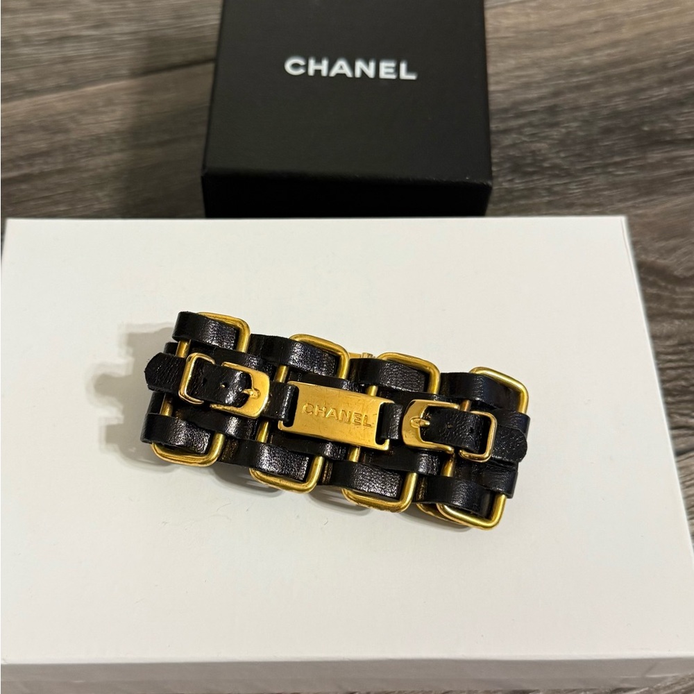 Chanel Vintage Lambskin Leather ID Bracelet
